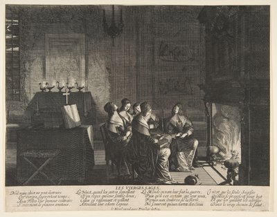 As Sábias Virgens Descansando Enquanto Aguardam a Chegada do Marido, ca. 1635 de Abraham Bosse