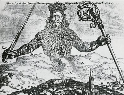 Página de título de "Leviatã, ou A Matéria, Forme, & Poder de um Eclesiástico e Civil da Common-Wealth" por Thomas Hobbes de Abraham Bosse