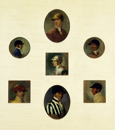 Estudos de Jockeys, c.1830 (óleo sobre tela) de Abraham Cooper