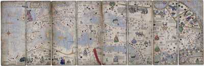 Quatro folhas de pergaminho do Atlas Catalão, 1375 de Abraham Cresques
