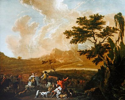 A Hunting Party (óleo no painel) de Abraham Danielsz. Hondius