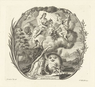 Alegoria do nascimento de uma criança com Juno e Abundância de Abraham Delfos