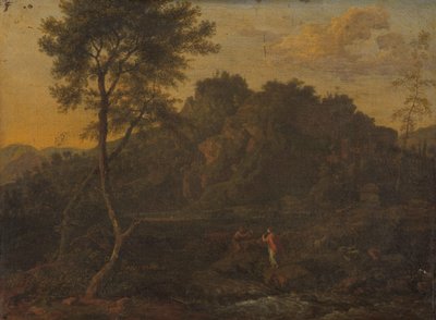 Ninfa e pastor fazendo música em uma paisagem de Abraham Genoels (attributed to)