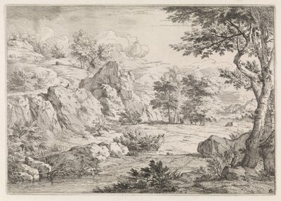 Paisagem montanhosa com lagoa de Abraham Genoels