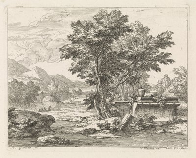 Paisagem com uma ruína clássica Paisagens (título da série) de Abraham Genoels