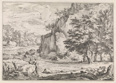 Paisagem com rocha de Abraham Genoels