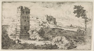 Paisagem com torre quadrada de Abraham Genoels