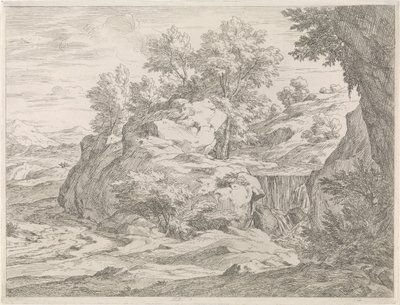 paisagem com cachoeira Paisagens fluviais (título da série) de Abraham Genoels
