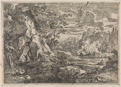 Estrada através de uma rocha
Paisagens arcadianas (título da série) de Abraham Genoels