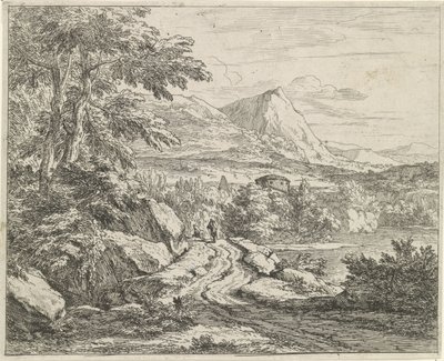 Estrada ao longo das rochas Paisagens (título da série) de Abraham Genoels