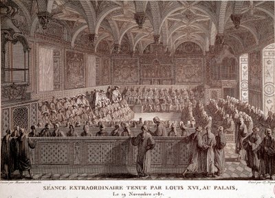 O primeiro da Revolução Francesa: Sessão extraordinária realizada por Luís XVI (1754-1793) no Palácio de Versalhes, 19 de Novembro de Abraham Girardet