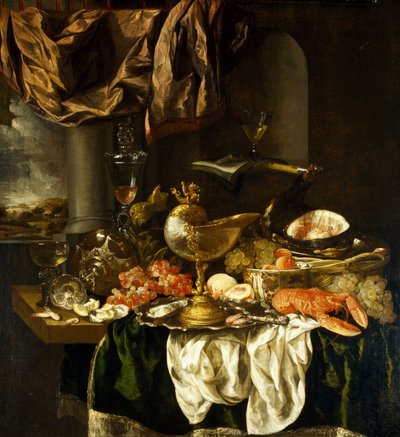 Natureza morta com paisagem, década de 1650 de Abraham Hendricksz van Beyeren