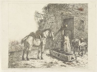 Cavalo em frente de uma estalagem de Abraham Hendrik Winter