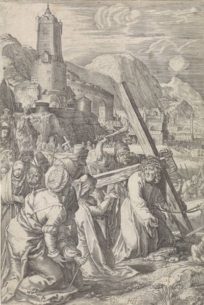 Carregando a cruz A Paixão (título da série) de Abraham Hogenberg