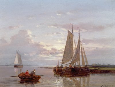 Barcos no rio Escalda (painel) de Abraham Hulk