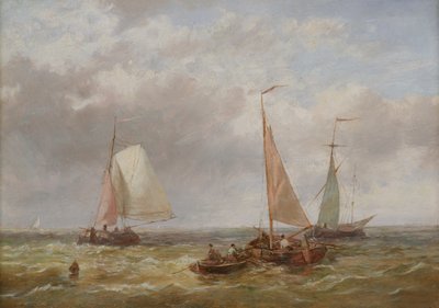 Barcos de pesca no mar (painel) de Abraham Hulk