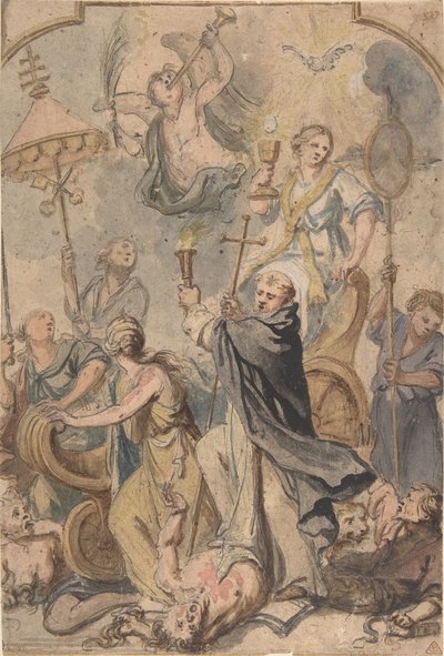 Uma alegoria do triunfo sobre a heresia, com São Domingos à frente, 1650-60. de Abraham Jansz van Diepenbeeck