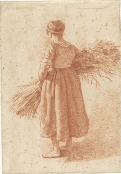 Mulher de pé com um ramo de cereais de Abraham Johannes Ruytenschildt (attributed to)