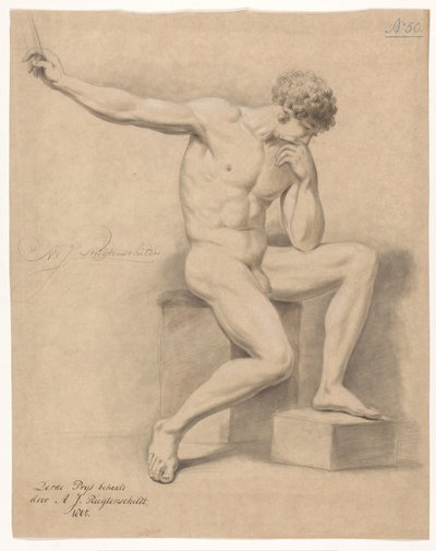 Nu masculino sentado, visto de frente (3º prémio 1805) de Abraham Johannes Ruytenschildt