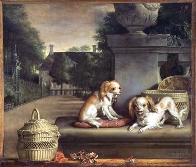 Dois cães em um parque de Abraham Lambertsz van den Tempel