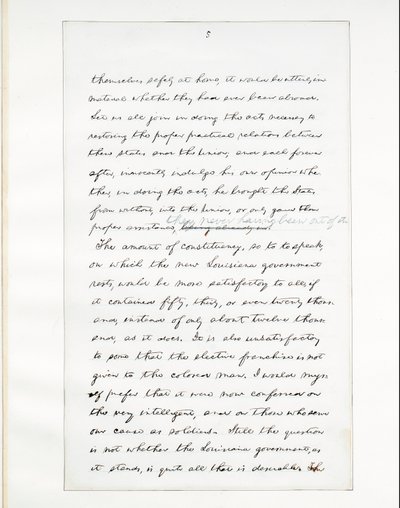 Manuscrito autógrafo do último discurso de Lincoln como presidente, feito em Washinton, DC, da janela da Casa Branca na noite de 11 de abril de Abraham Lincoln