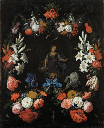 Guirlanda de flores, ca 1675 de Abraham Mignon