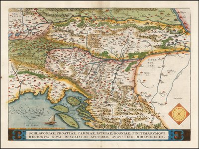 Mapa de 1574 dos Balcãs Ocidentais, de Abraham Ortelius de Abraham Ortelius