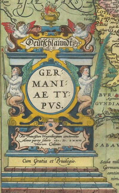 1608 cartela com balança integrada de Abraham Ortelius