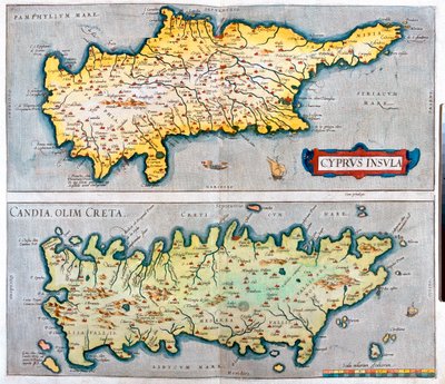 Chipre, Creta, Chipre, Grécia de Abraham Ortelius
