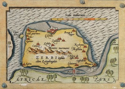 Detalhe de Zerbi do Mapa das Ilhas Mediterrânicas de Abraham Ortelius