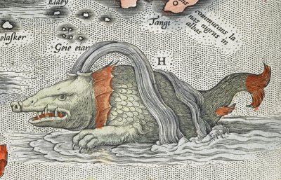 Detalhe de um monstro marinho, de 