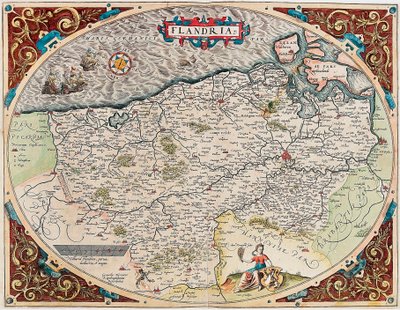 Flandria Mapa geográfico do território da Flandres a partir do "Theatrum Orbis Terrarum" de Abraham Ortelius (Oertel, Ortell ou Ortel) de Abraham Ortelius
