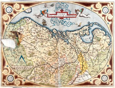 França (Região: Alta Normandia, Picardia, Norte-Pas de Calais, Ilha de França, Champanhe-Ardenas, Lorena), Bélgica, Holanda, Alemanha (Estados: Baixa Saxónia, Renânia do Norte-Vestefália, Renânia-Palatinado, Sarre), Luxemburgo de Abraham Ortelius
