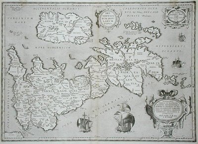 Mapa da Grã-Bretanha e Irlanda de Abraham Ortelius