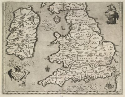 Mapa de Inglaterra, País de Gales e Irlanda, Theatrvm Orbis Terrarvm Por Abraham Ortelius de Abraham Ortelius