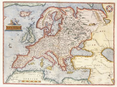 Mapa da Europa, 1587 de Abraham Ortelius