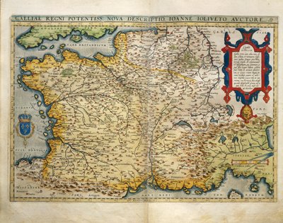 Mapa da França, do Theatrum Orbis Terrarum, de Abraham Ortelius de Abraham Ortelius