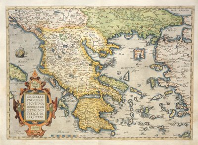 Mapa da Grécia, do Theatrum Orbis Terrarum, de Abraham Ortelius de Abraham Ortelius