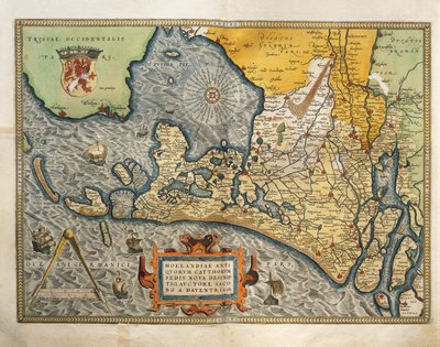 Mapa da Holanda, do Theatrum Orbis Terrarum, de Abraham Ortelius de Abraham Ortelius