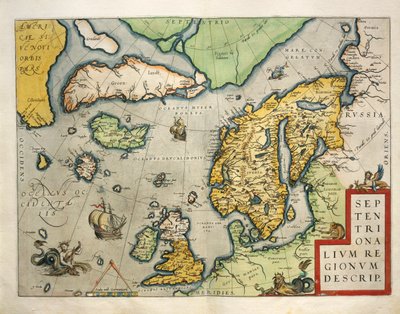 Mapa da Europa do Norte, do Theatrum Orbis Terrarum, de Abraham Ortelius de Abraham Ortelius