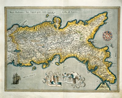 Mapa do Reino de Nápoles, Itália, do Theatrum Orbis Terrarum, de Abraham Ortelius de Abraham Ortelius
