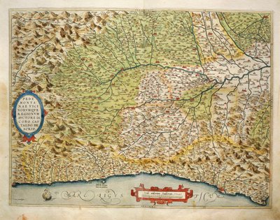 Mapa da Região do Piemonte, Itália, do Theatrum Orbis Terrarum, de Abraham Ortelius de Abraham Ortelius