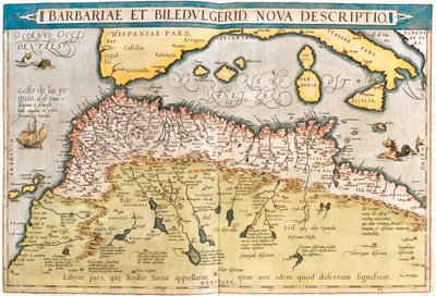 Marrocos, Argélia, Tunísia, Líbia ocidental, Sara ocidental, Mauritânia, Senegal, Mali, Níger de Abraham Ortelius