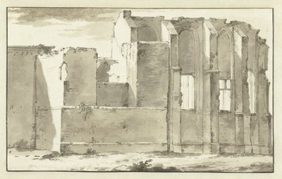 Vista das ruínas do coro do Grote Kerk em Zandvoort de Abraham Rademaker