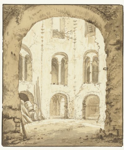 Vista da capela do Valkhof em Nijmegen de Abraham Rademaker