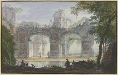 Paisagem com um arco antigo de Abraham Rademaker