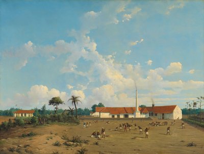 A fábrica de açúcar de Kemanglen perto de Tegal (ou Tagal), Java de Abraham Salm