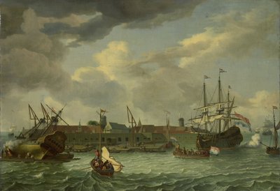 A Ilha de Onrust perto de Batavia (Jacarta) de Abraham Storck (manner of)