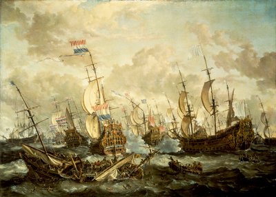 HMS "Royal Prince" e outros navios na Batalha dos Quatro Dias de Abraham Storck