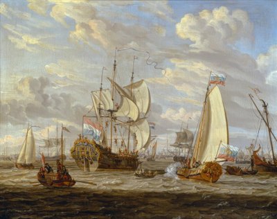 Pedro, o Grande, visita o navio Pedro e Paulo &39;em de Abraham Storck